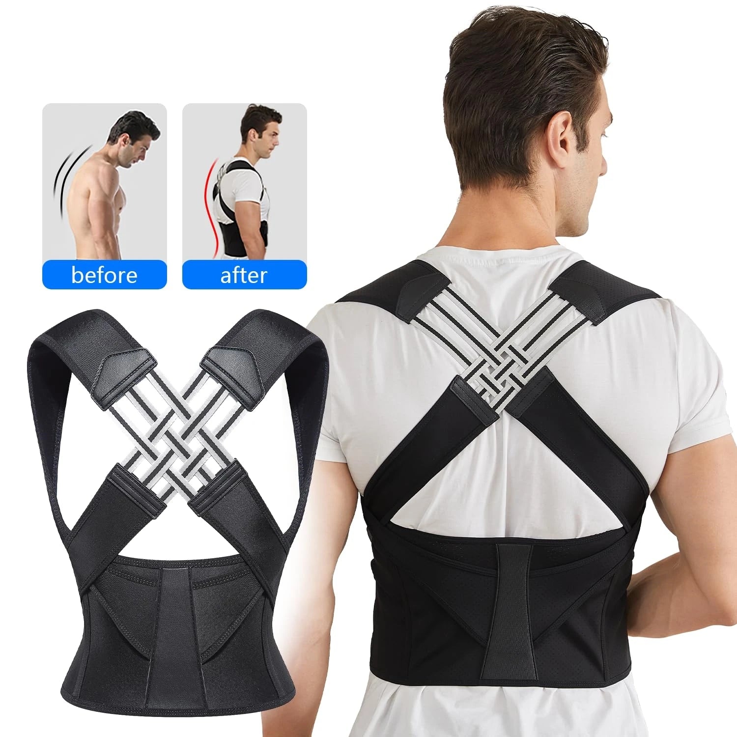 Back Posture Corrector for Men & Women | Adjustable Support Brace