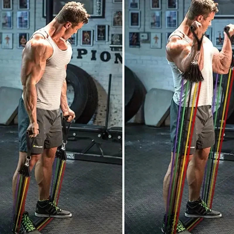 11 Piece Resistance Bands Set, With Door Anchor, Handles, Carry Bag, and Legs Ankle Straps