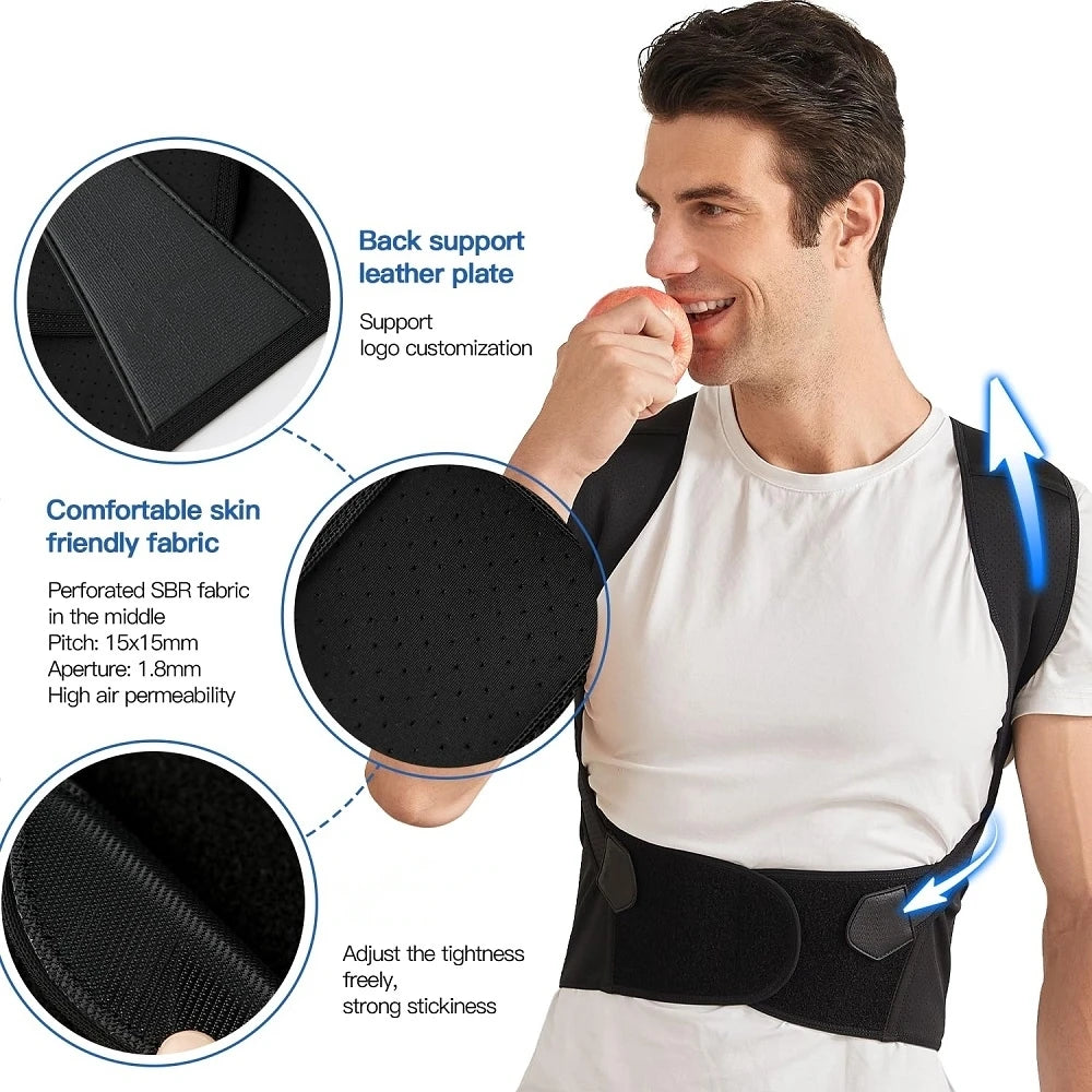 Back Posture Corrector for Men & Women | Adjustable Support Brace